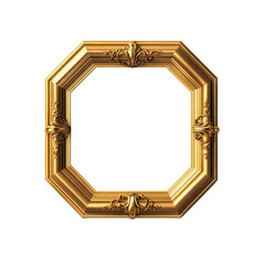 Gold frame with floral pattern design suitable for displaying artwork or photographs isolated on transparent background..