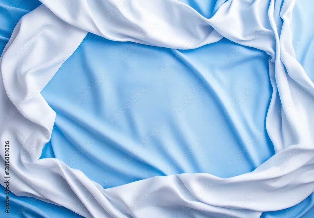 Aufkleber soft blue and white fabric textures create a frame, elegant and serene background with smooth drapin