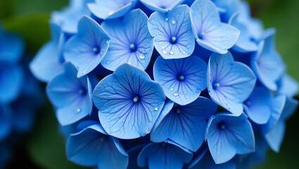 bountiful dewdrops on leaves and flowers, showcasing nature's morning beauty.