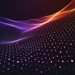 A minimal, 
full mesh pattern
 with 
glowing dots
 in a line