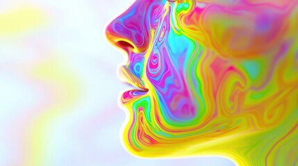 Vibrant Abstract Portrait with Colorful Swirls and Soft Light Effects