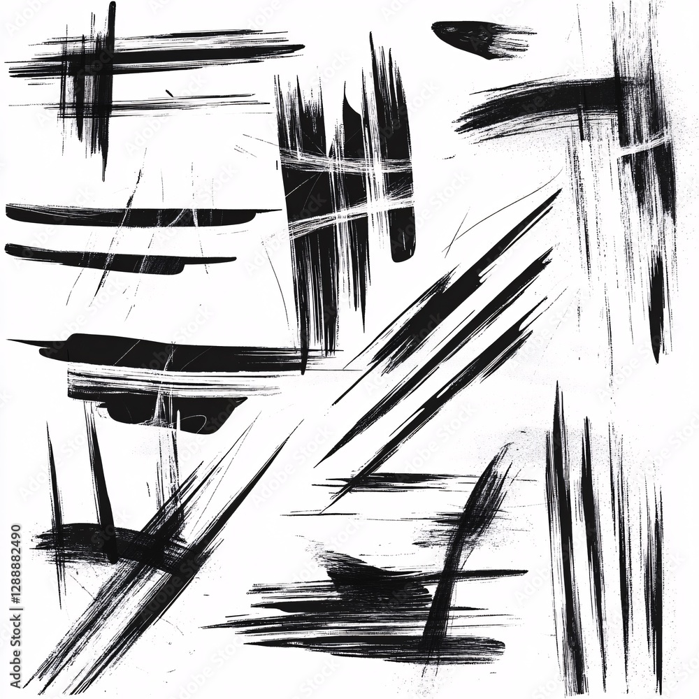 Poster diverse collection of thin brush strokes featuring abstract patterns