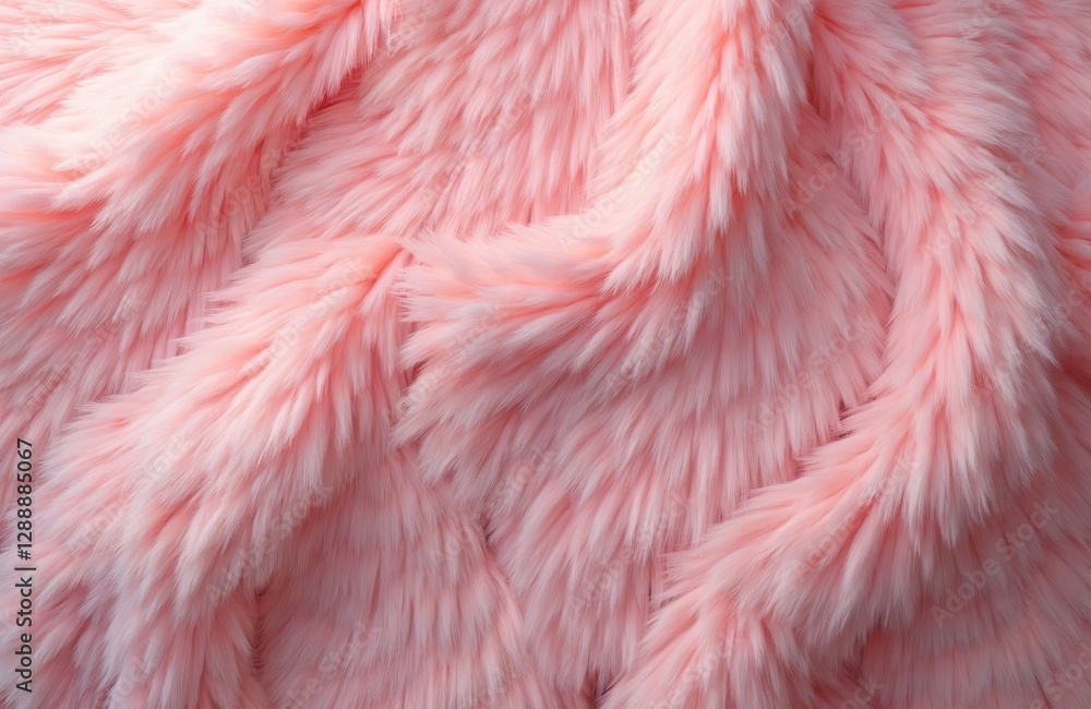 Poster fluffy pink fur background with soft, plush texture. abstract design of delicate fabric with hair-li