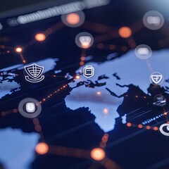 Corporate Website Header Graphic with Global Financial Theme and Secure Payment Networks