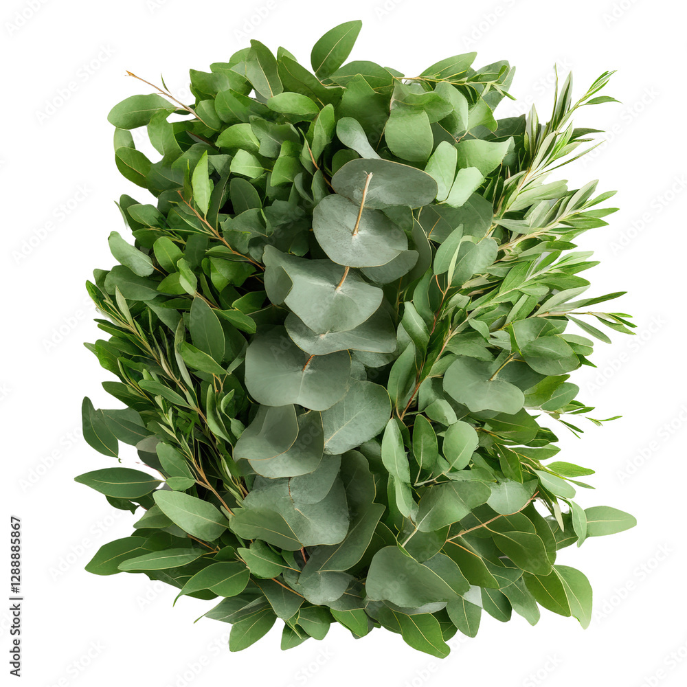Aufkleber bunch of vibrant green leaves isolated on a solid black background for natural and botanical themes 