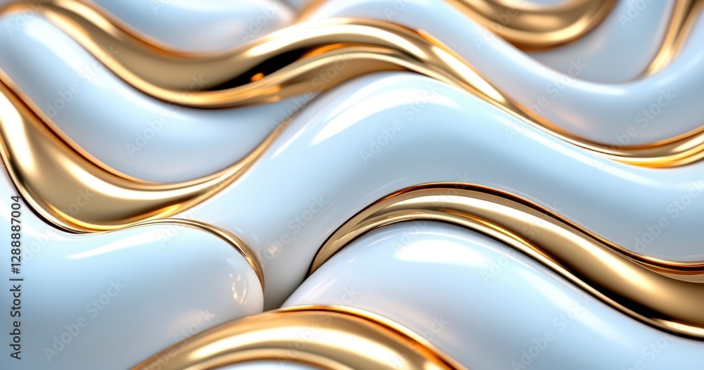 Aufkleber abstract background with white and gold wavy shapes. the image features a luxurious and elegant desi