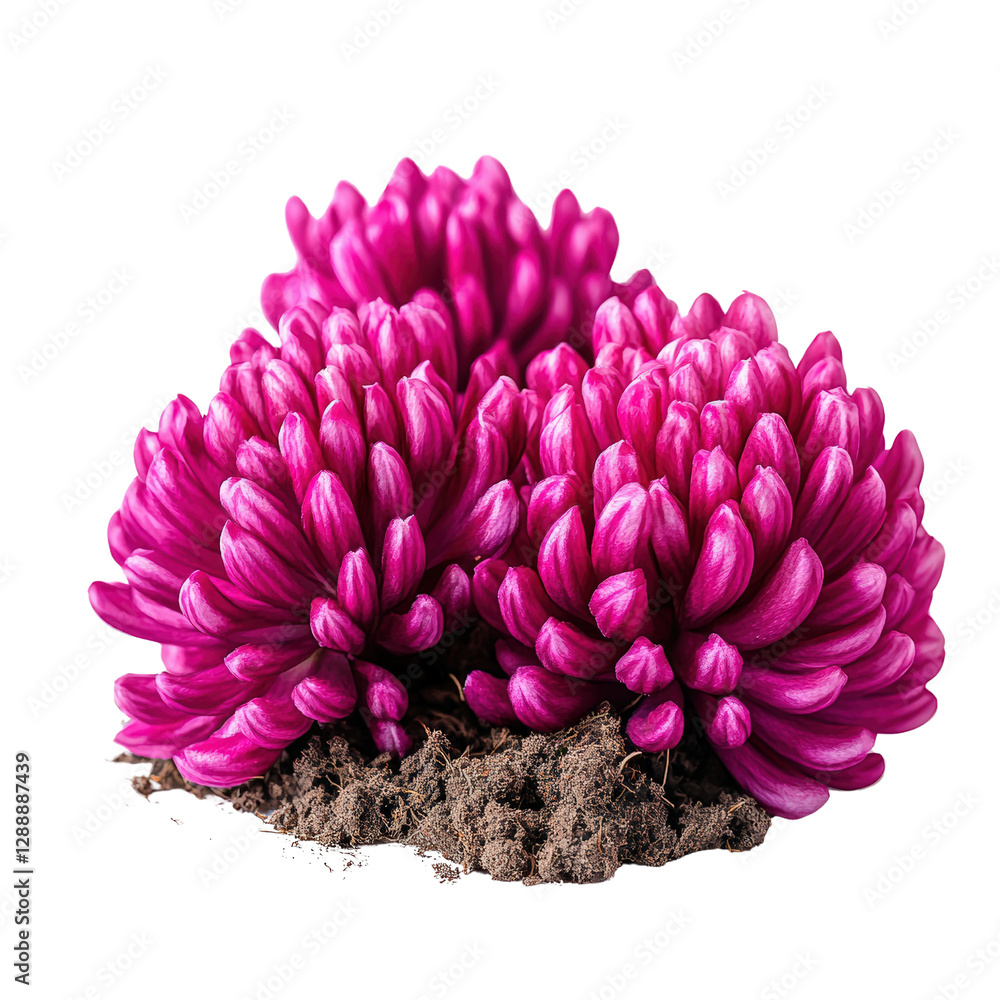 Poster bunch of pink flowers arranged on a black background creating a striking visual contrast isolated on