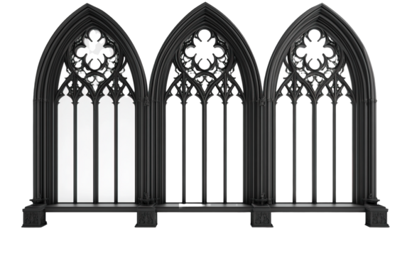 Gothic window on transparent or white background,png