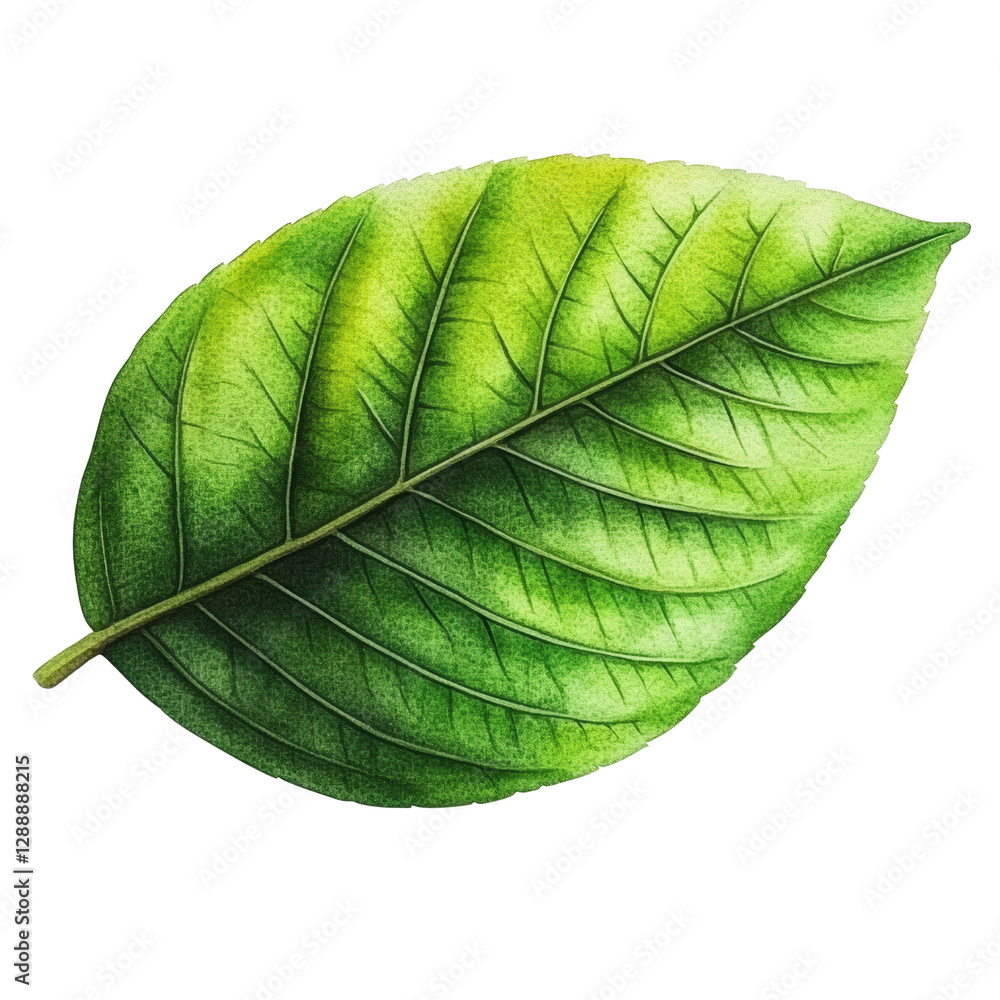 Poster green leaf isolated on black background showcasing natural texture and detail of foliage isolated on