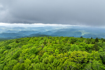 North Carolina Appalachian mountains in summer rain season. Summertime landscape of beautiful nature