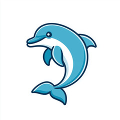 Cartoon Dolphin Illustration Cute Aquatic Mammal Blue Ocean Animal Graphic
