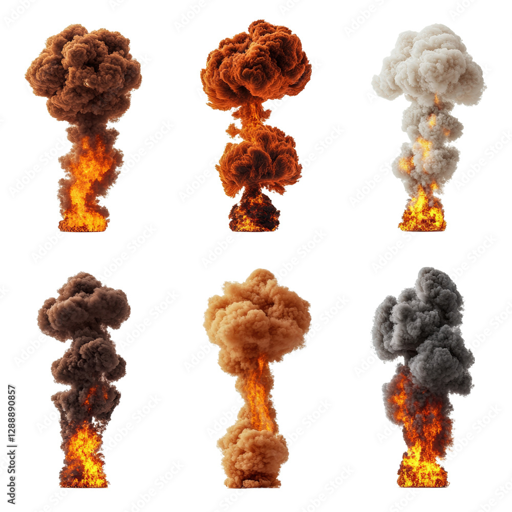 Poster four colorful smoke trails against a dark background for creative visual effects and design isolated