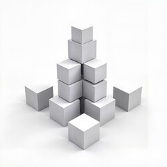 Obraz premium Stacked white cubes on plain white background