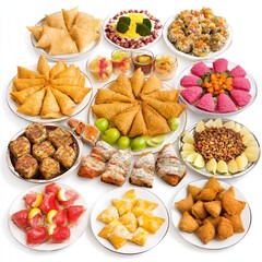 Fototapeta premium Delicious Variety of Savory and Sweet Dishes Arranged Beautifully for a Festive Meal