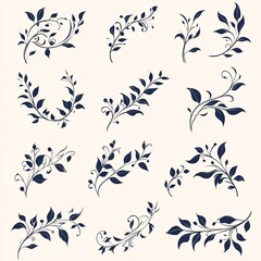 Set of Colorful Vector Brush Strokes with Intricate Floral Designs