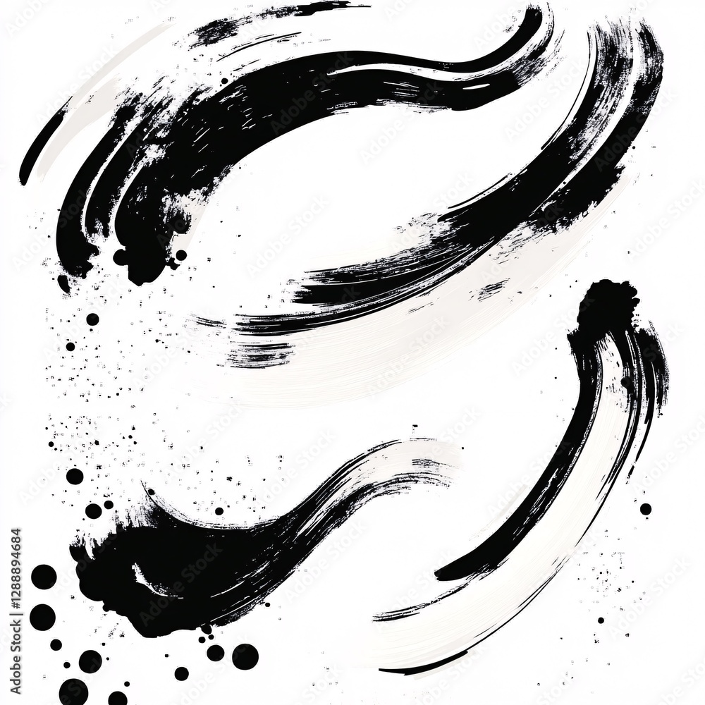 Poster smooth flowing curves and artistic splatters in vector art