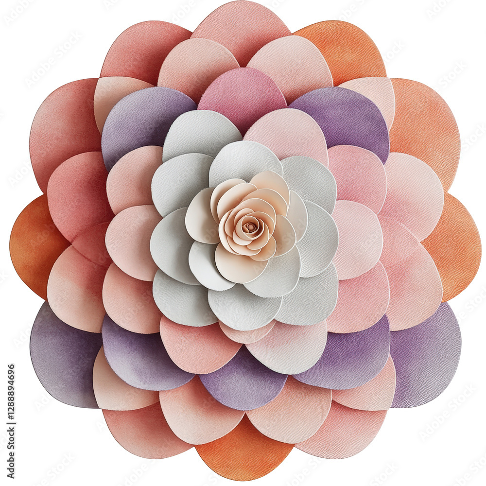 Aufkleber colorful paper flower arrangement with various styles and shapes on a neutral background isolated on