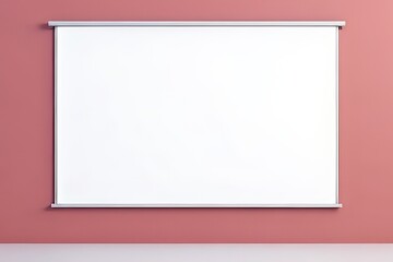 Obraz premium Empty Projection Screen on Pink Wall - Blank Presentation Background