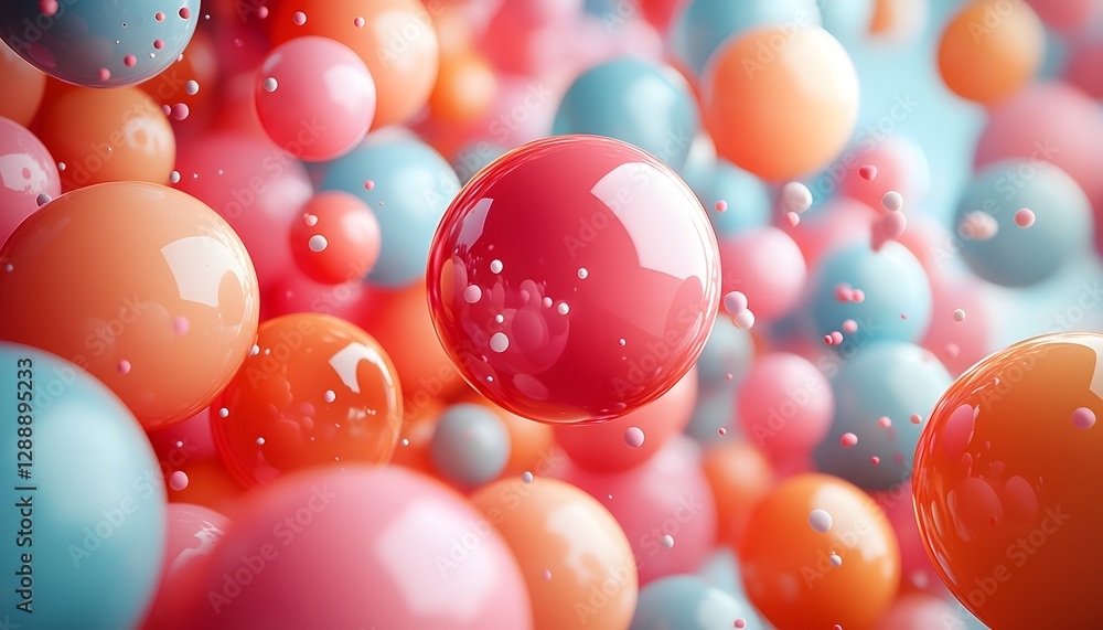 Aufkleber colorful abstract balls floating in air with soft background