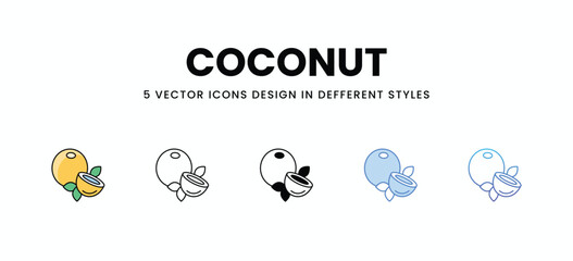 Coconut vector icons set stock illustration.
