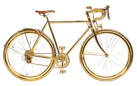 Gold bik on transparent or white background,png