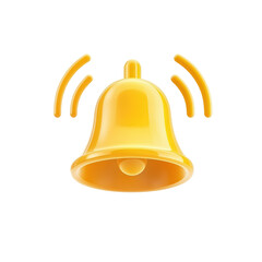 Isolated Gold Notification Bell with Sound Waves