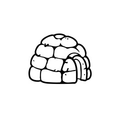 Hand-Drawn Igloo Illustration on White Canvas