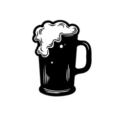 Monochrome Pint Glass with Frothy Topping Art