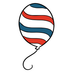 Obraz premium Festive balloon in a vibrant illustration: A single balloon with red, white and blue swirls floats, exuding a playful and celebratory atmosphere.