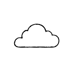 Single Cloud Outline on White Background
