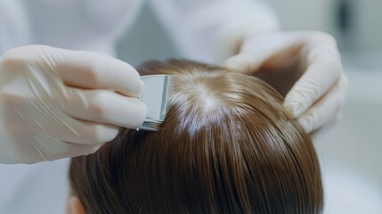 Fototapeta premium Hair restoration therapy in a clean wellness center. Featuring advanced regrowth treatments and rejuvenating care