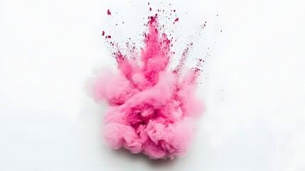 Vibrant Pink Smoke Explosion Creating Abstract Art on White Background