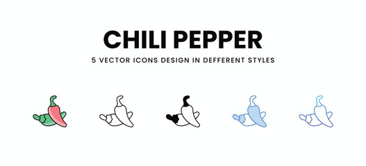 Chili Pepper vector icons set stock illustration.