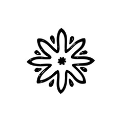 Hand Drawn Symmetrical Floral Mandala Element