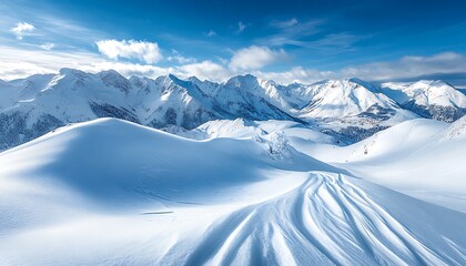 Obraz premium Snowy Mountain Peaks Panoramic