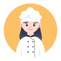Chef Character with Bright Orange Background in Modern Flat Design