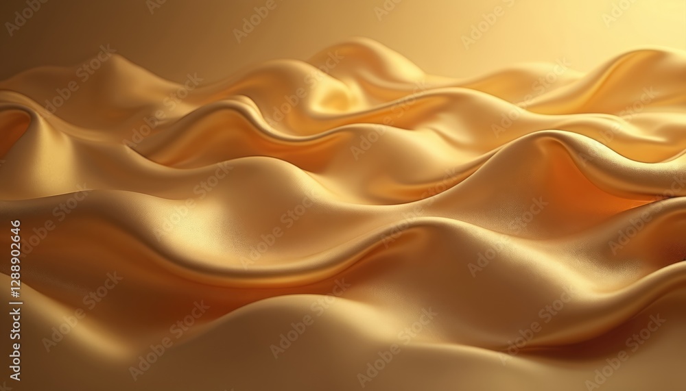 Poster shiny golden silk waves background. elegant smooth material with gold gradient light and shadow play