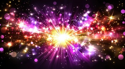 Fototapeta premium Colorful Abstract Explosion of Light and Sparkles in Cosmic Background