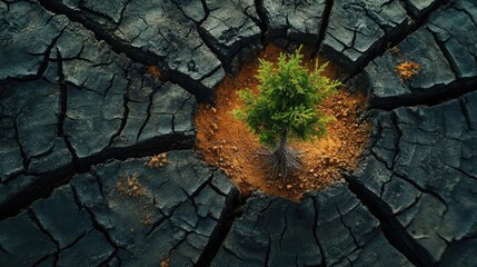 Resilient plant in cracked, dry earth.