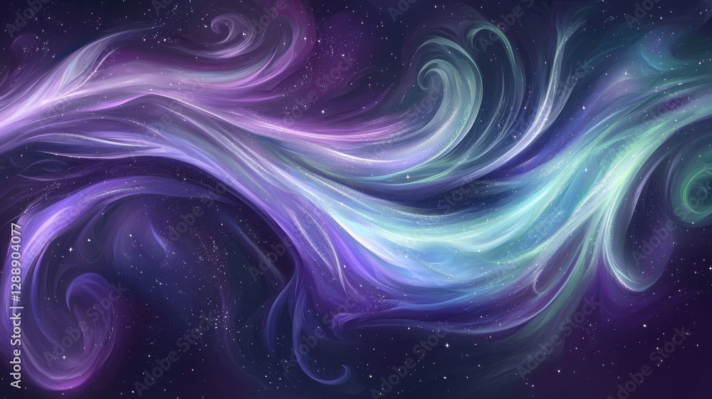 Wall mural ethereal colorful swirls in cosmic space with stellar background