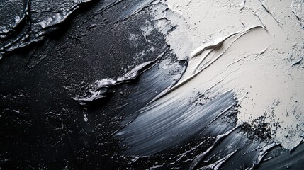 Obraz premium Intense interplay of textured grays and whites; layered paint reveals depth through its rough, tactile surface. Each brushstroke tells a story of layered history