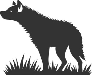 A hyena standing on its hind legs, sniffing the air vector animal silhouette