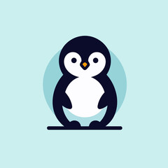 Obraz premium A simple and minimalist penguin illustration with clean lines and a modern aesthetic. Ideal for logos, educational designs, and creative projects.