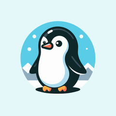 Obraz premium A simple and minimalist penguin illustration with clean lines and a modern aesthetic. Ideal for logos, educational designs, and creative projects.