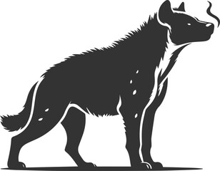 A hyena standing on its hind legs, sniffing the air vector animal silhouette