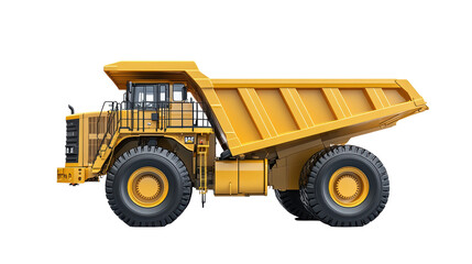 Isolated Modern Yellow Mining Dump Truck Vehicle