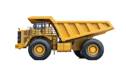 Isolated Modern Yellow Mining Dump Truck Vehicle