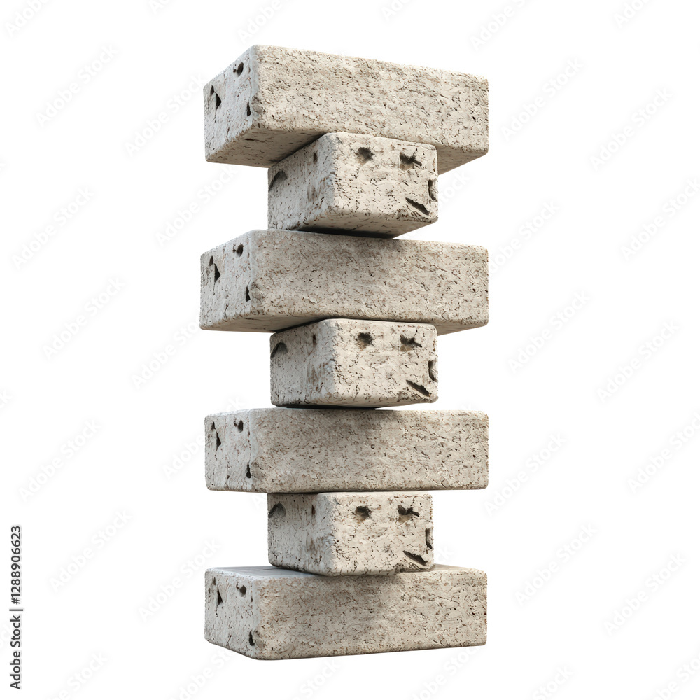 Poster stack of four colorful blocks arranged on a white background showcasing a simple geometric design is