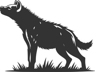 A hyena standing on its hind legs, sniffing the air vector animal silhouette
