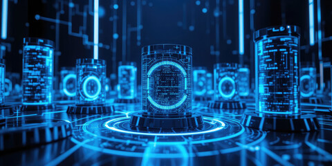 Futuristic Digital Technology Background, AI, Data Transfer, and Neural Networks Etc Concept.